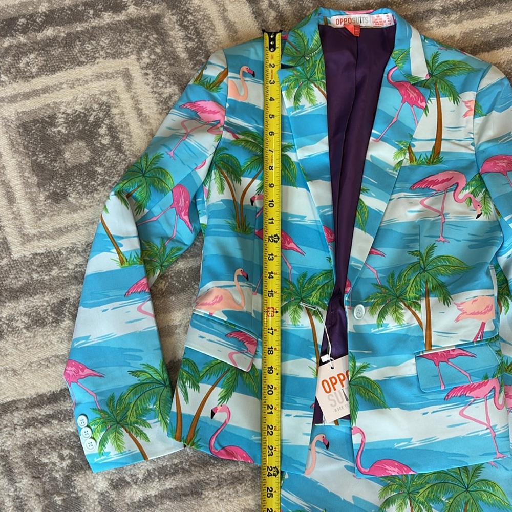 NWT opposuits flamingo 2 pc suit blazer jacket skirt set size 10 preppy lilly - Picture 10 of 13